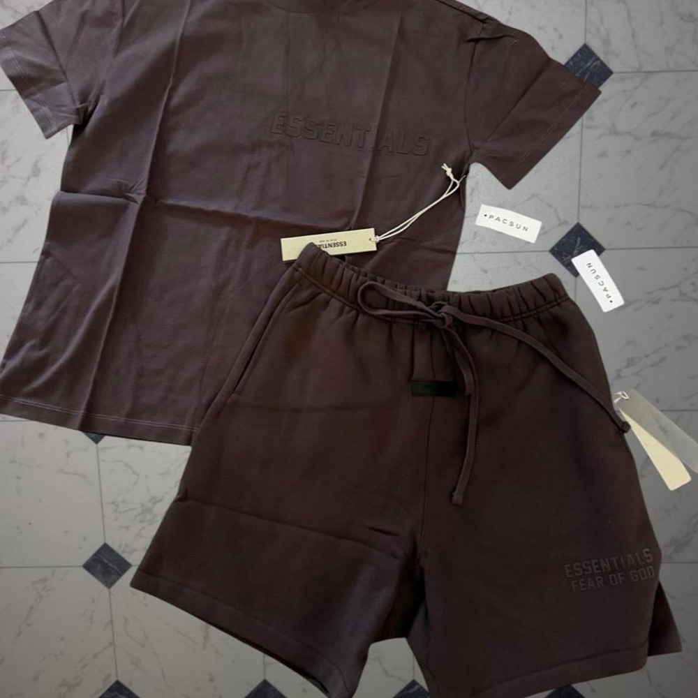 Fear of God Essentials Plum Set Tee Shirt Shorts NWT SIZE S